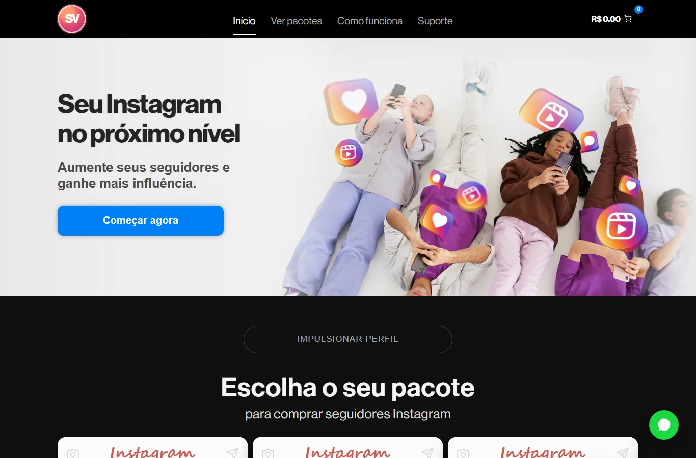 Vitrine de serviços da Social VP